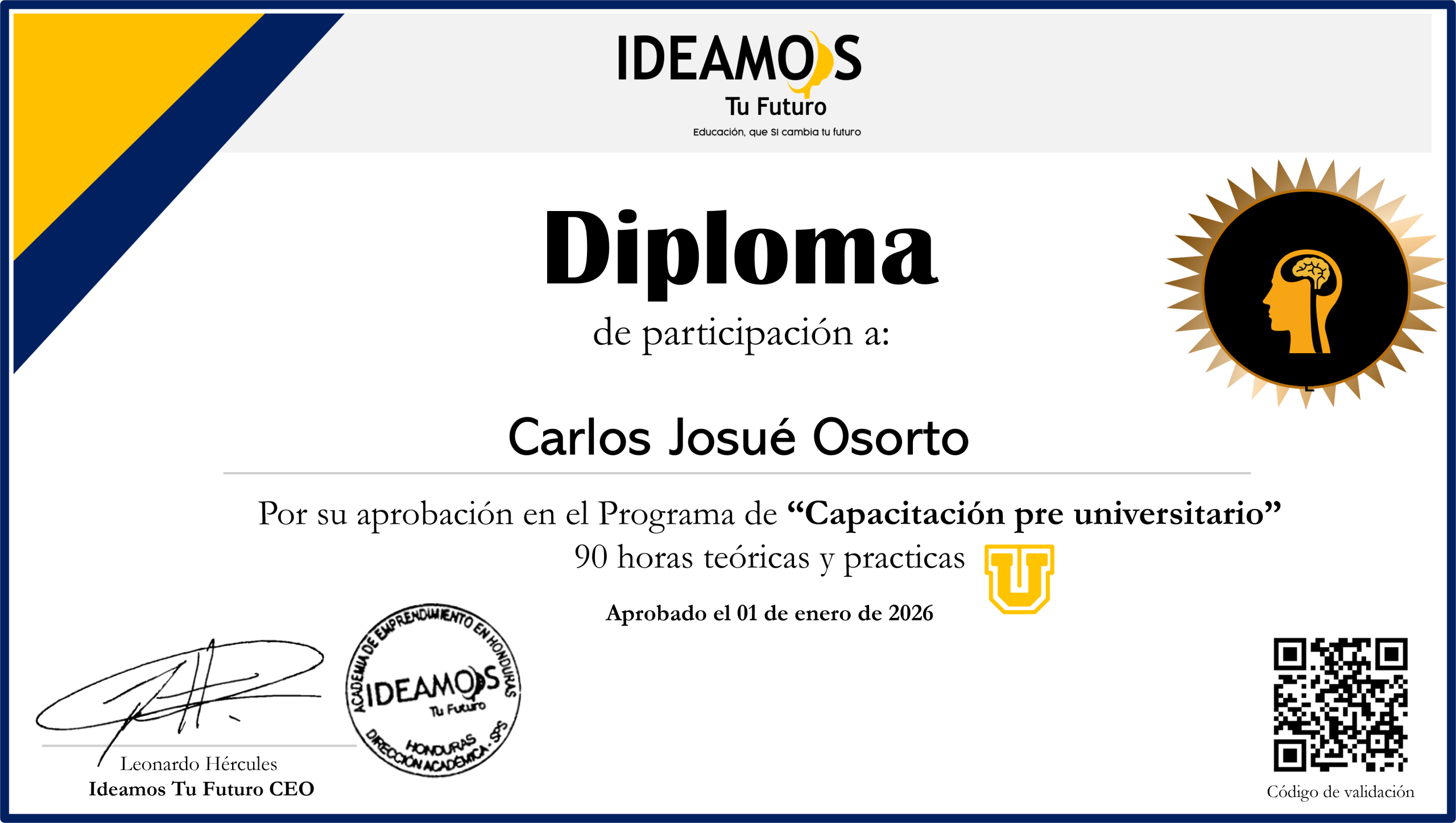 Certificado IDEAMOS